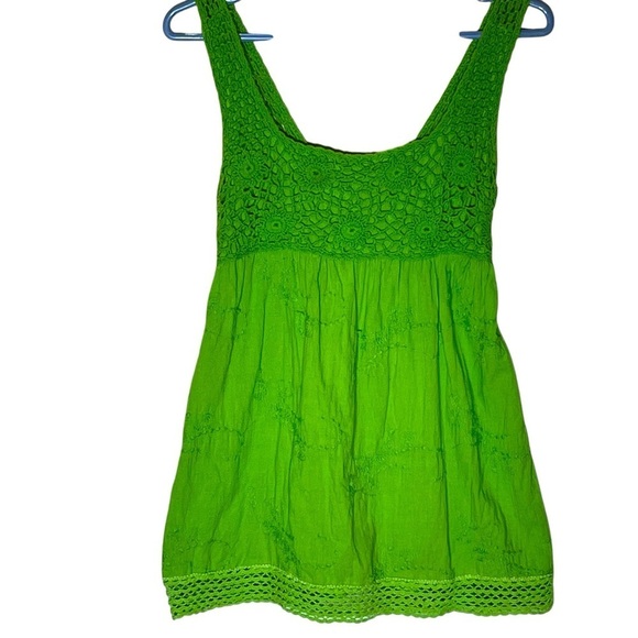 Angie Crocheted Embroidered Tank Top Green Women’s Small - Picture 1 of 9